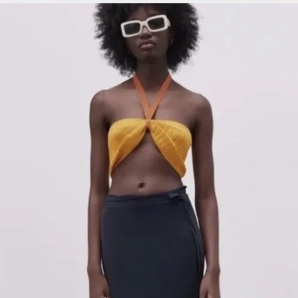 ZARA crop halter neck knit top